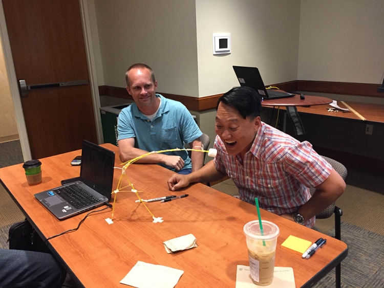 Marshmallow Challenge simulation with Data Management and Shared Services Teams